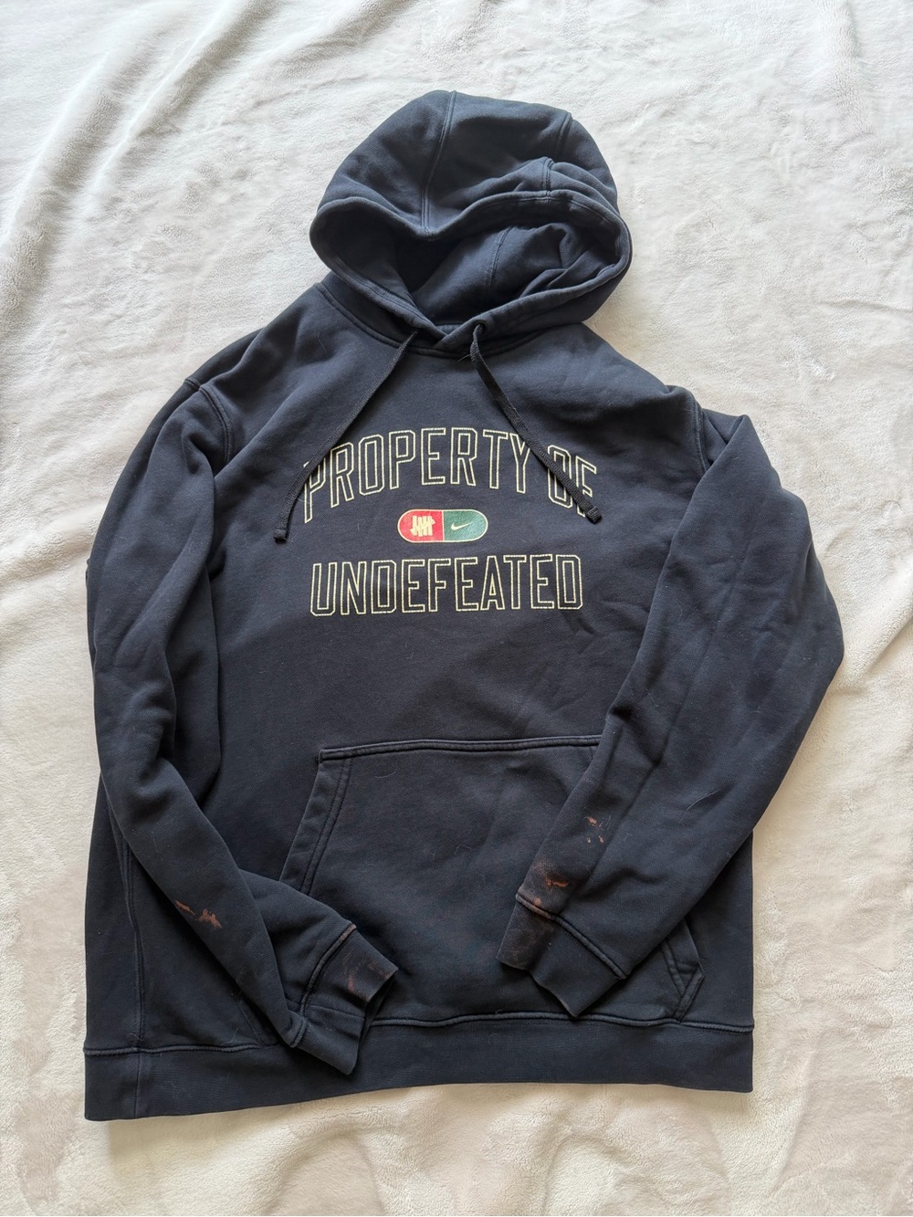 Undefeated Black Crewneck Hoodie with Multicolor Chest Logo